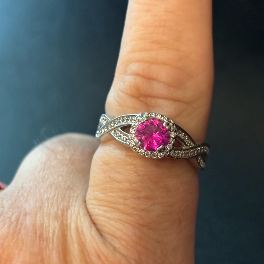 Dazzling Pink Gemstone Silver Ring